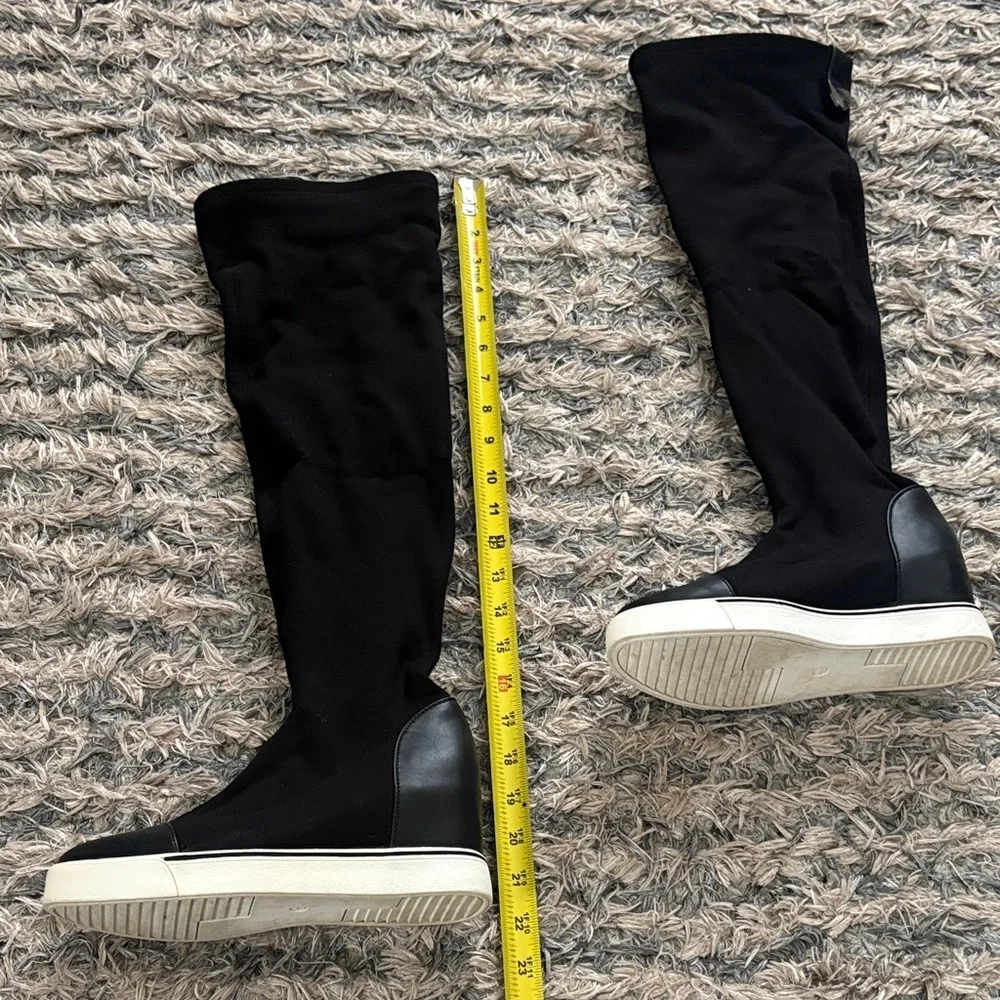 Black Over-the-Knee Hidden Wedge Sneaker Boots - Women, Size 6